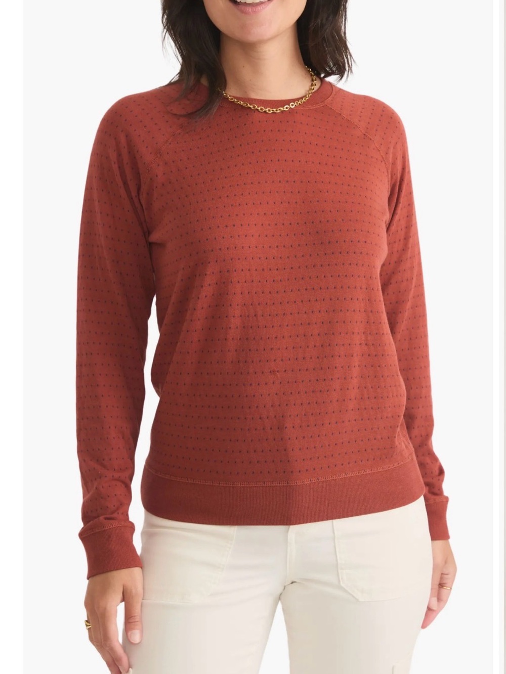 Marine Layer Stripe & Dot Reversible Raglan Pullover Size Medium